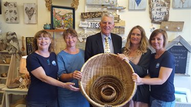 Cllr Bob Penrose with Ogmore artists (from left to right) Ingrid Walker, Clare Revera, Francine Davies and Lucy David