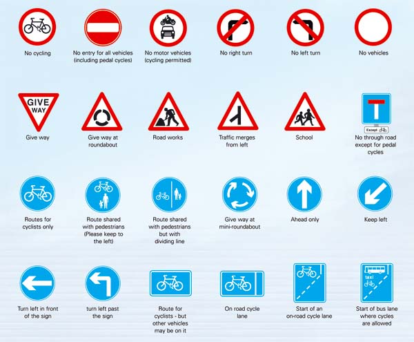 cycling road signs