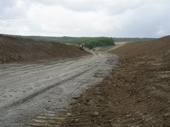 Topsoiled cut area viewed south from Ch2800