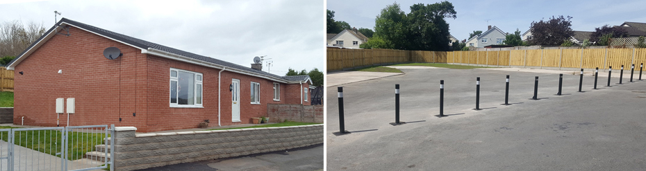 Bungalow and new bollards
