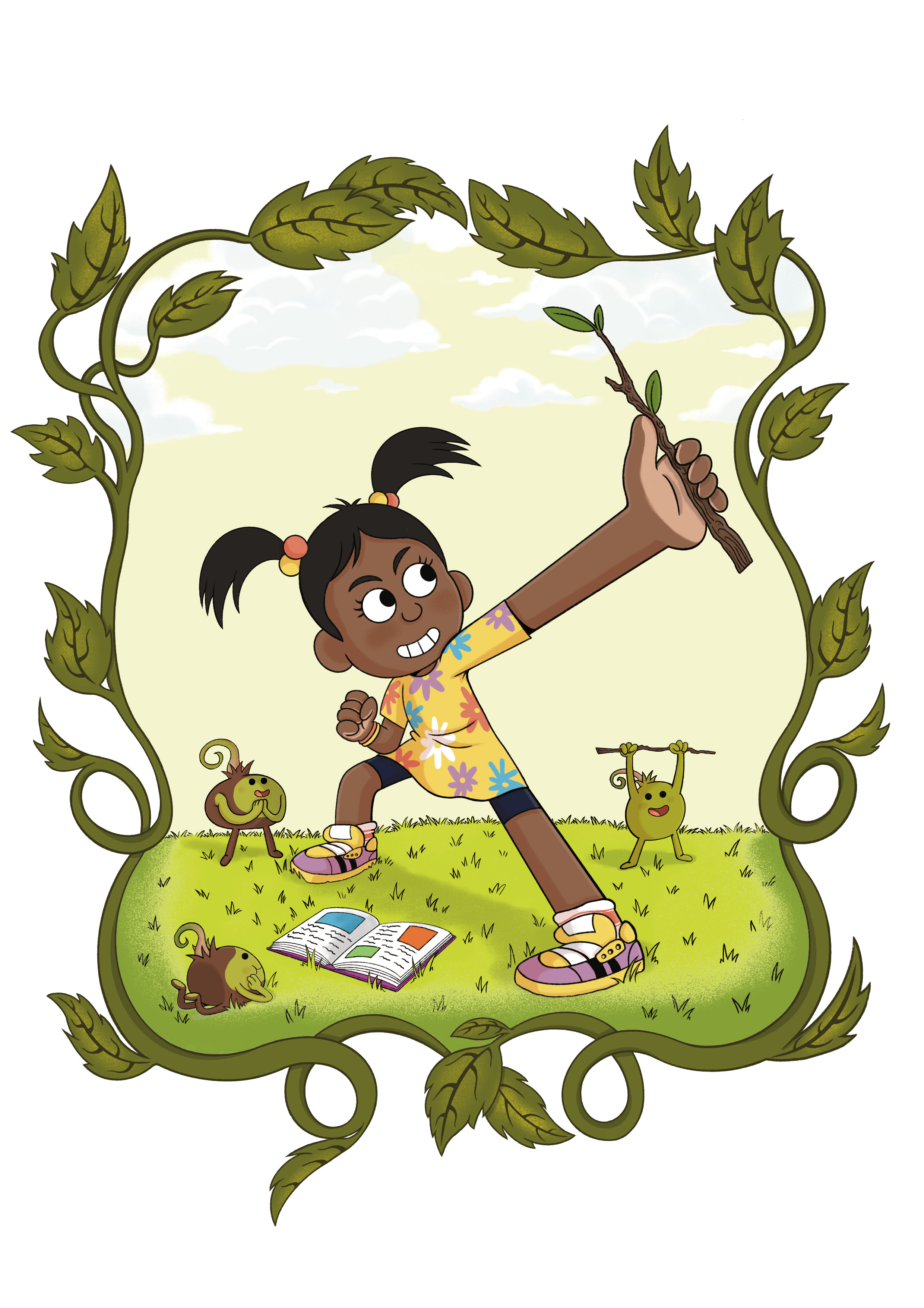 Story Garden character holding stick
