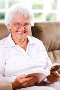 Elderly lady reading