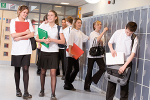 School children in corridor