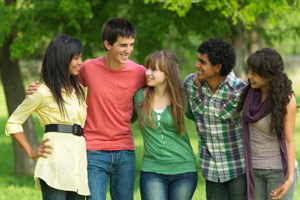 Group of five teenagers