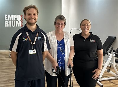 Marlene Simmonds with Tom Geere from the Golden Pass Project and Tracie Randall from Emporium Gym