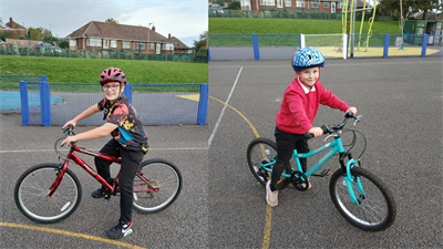 Elijah and Oliver on their new donated bikes