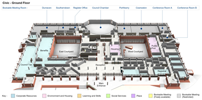 Civic Offices 3D Floor Plan Level 0 _ Ground Floor
