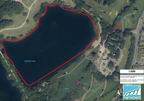 Cosmeston Lake and Compound Area inc Aerial Red Line Plan