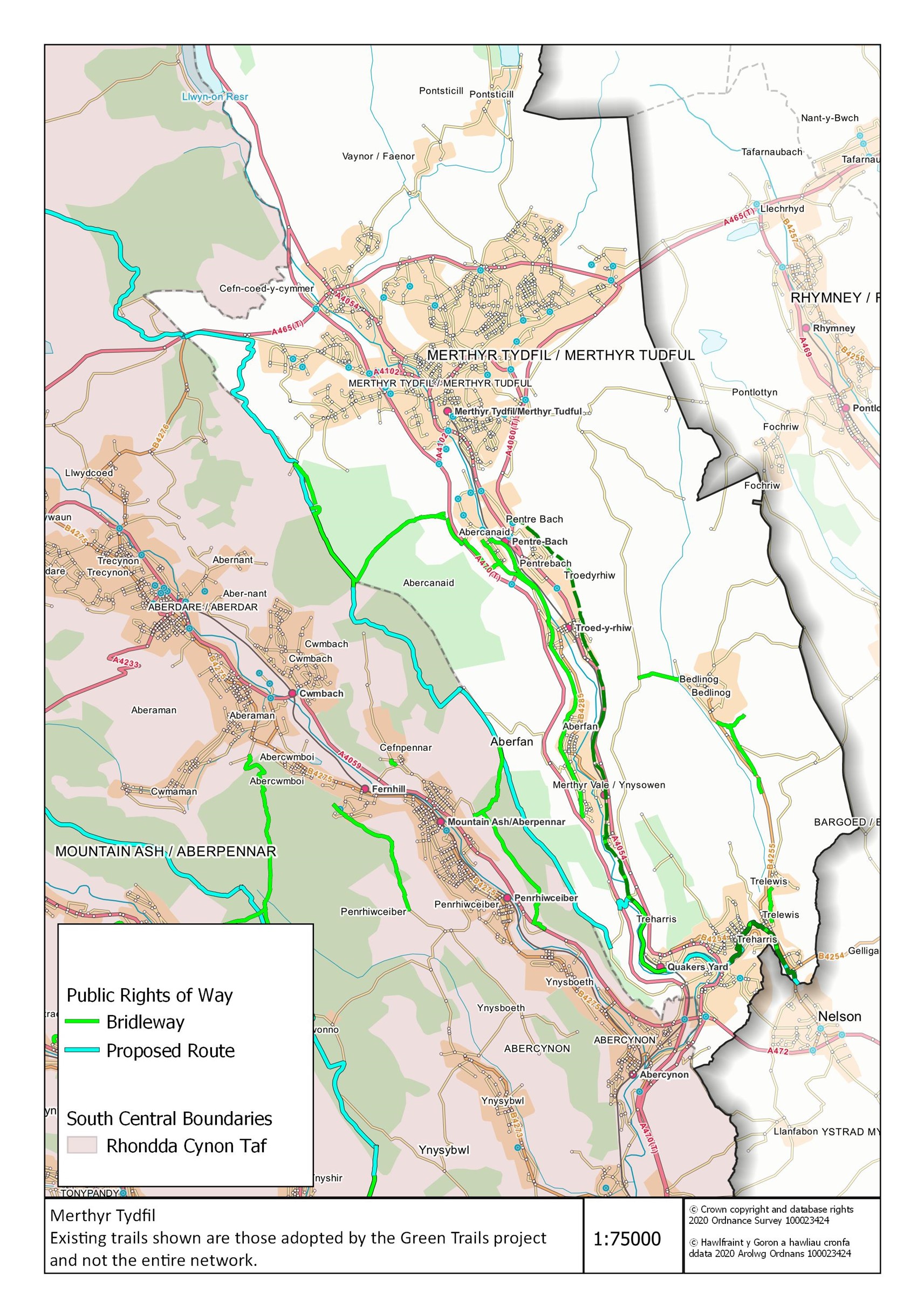 Merthyr Tydfill Bridleway Improvement Map