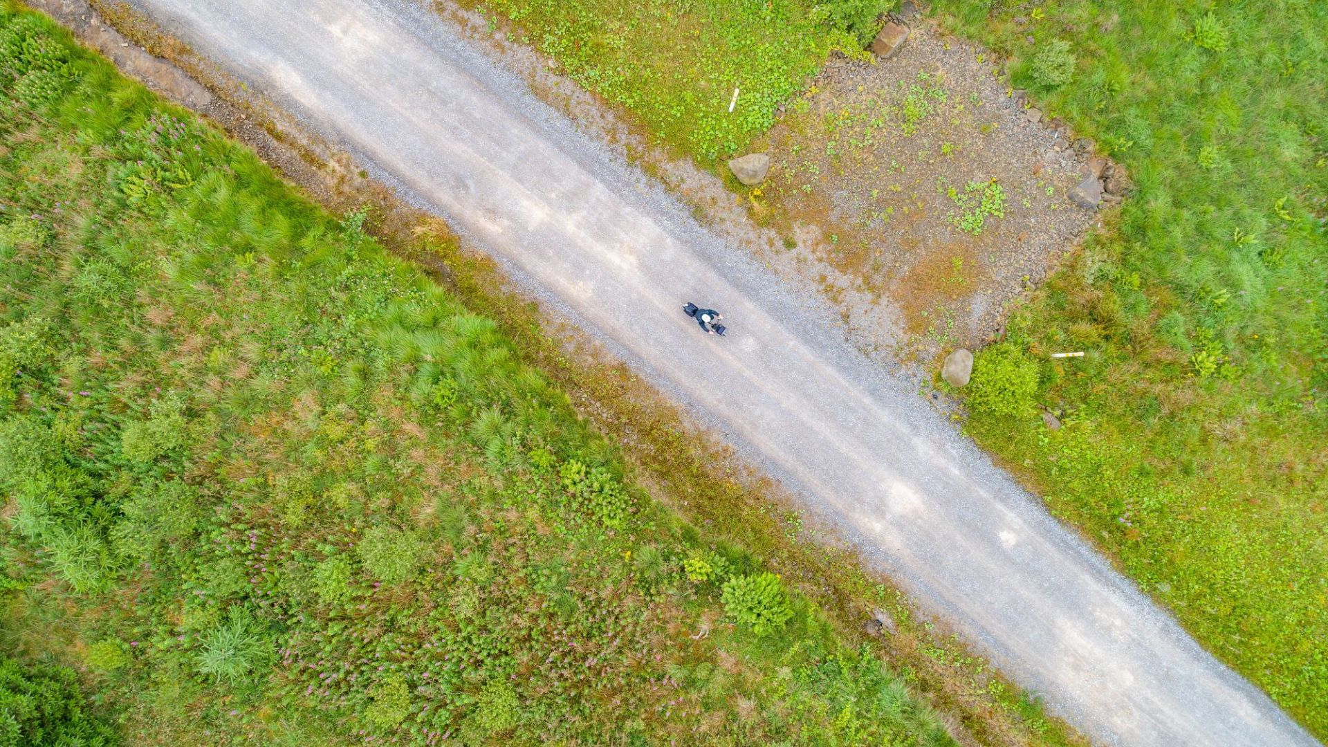 Great glamorgan way ariel view of cyclist