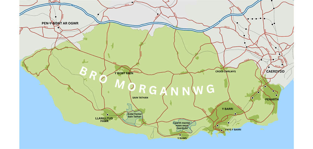 Map of Vale of Glamorgan - Welsh