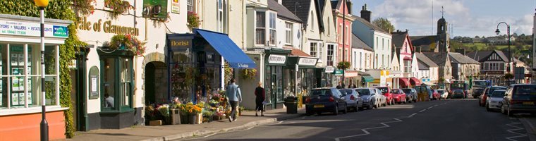 View of shops on Cowbridge High Street