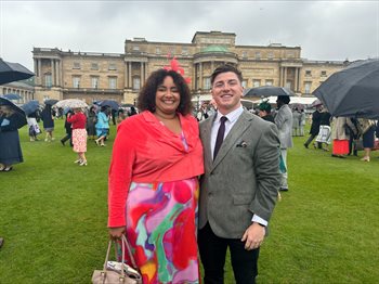 Nicole Dudderidge and Cameron Gibbon at the Royal Garden Party