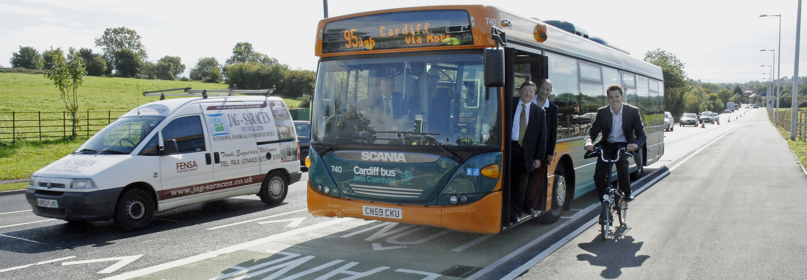 Dinas Powys to Merrie Harrier Bus Lane Opening event banner size